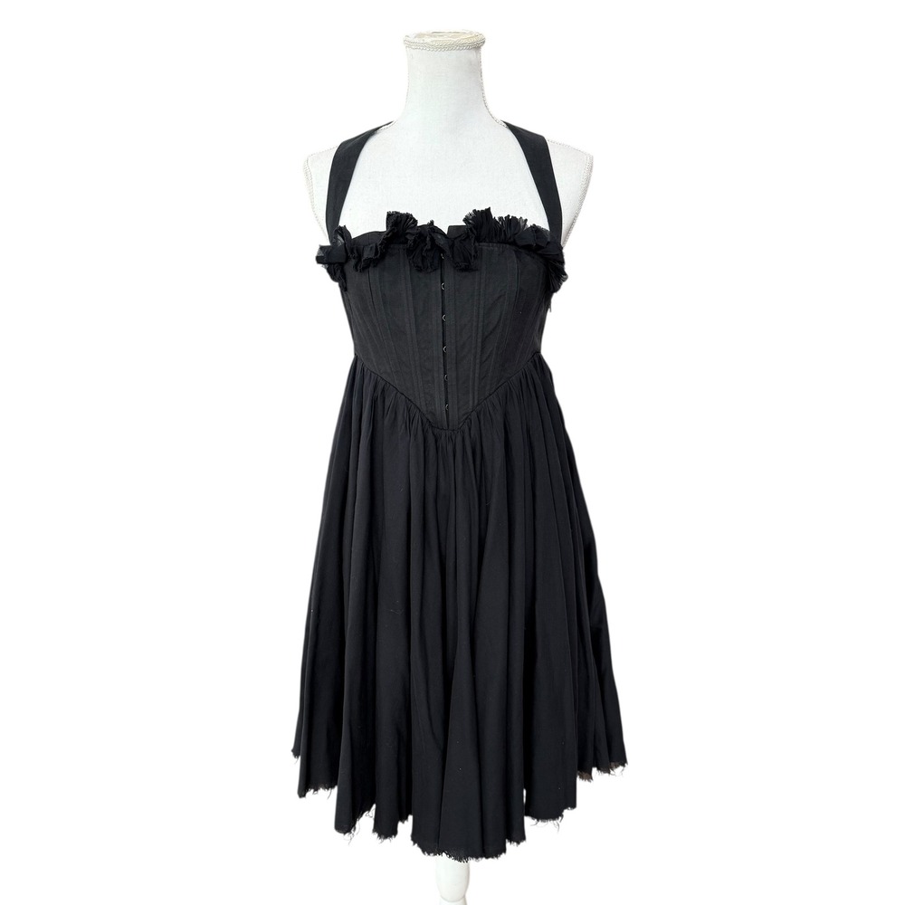 Twenty8Twelve Varda Black Corset Ruffle Halter Dress‎ MRR01 Small